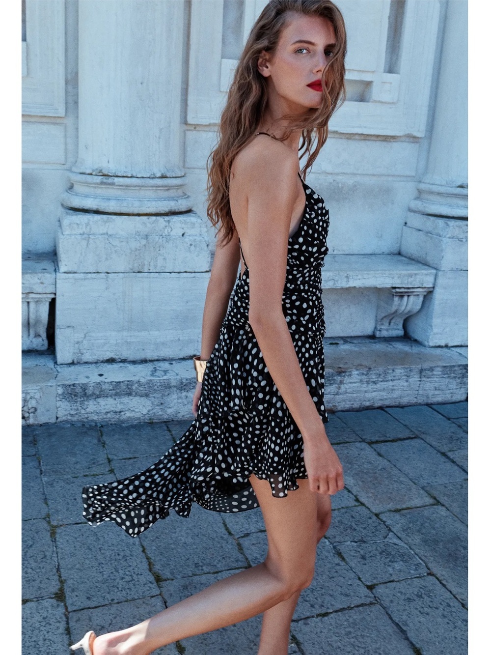 Zara Draped Polka Dot Dress